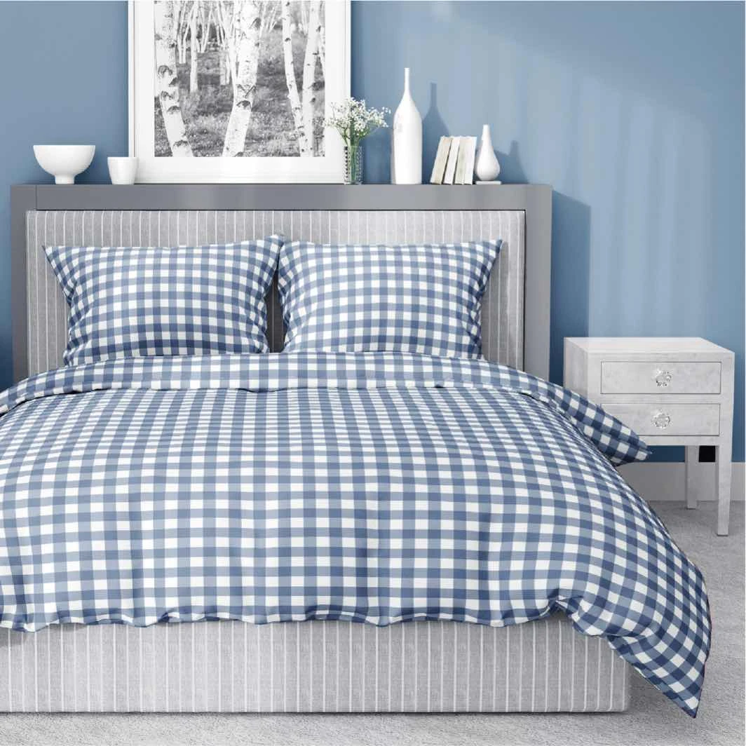 Pościel Z Bawełny Satynowej 180 x 200 cm. Niebieska Biała Kratka 4773-B Pościel Z Bawełny Satynowej 180 x 200 cm. Niebieska Biała Kratka 4773-B