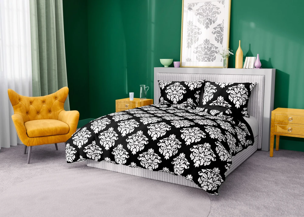 Komplet Pościeli Glamour 160x200 BAWEŁNA 100 % Czarna Biały Ornament 007 Komplet Pościeli Glamour 160x200 BAWEŁNA 100 % Czarna Biały Ornament 007