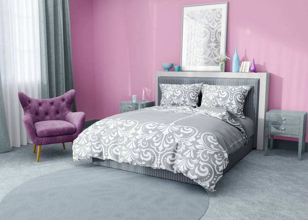 Komplet Pościeli Glamour 160x200 BAWEŁNA 100 % Szara Biały Ornament 020 Komplet Pościeli Glamour 160x200 BAWEŁNA 100 % Szara Biały Ornament 020