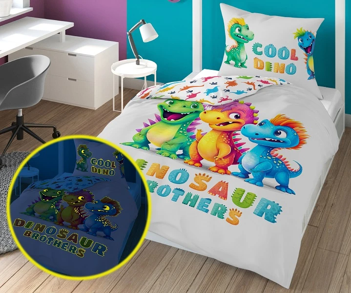 Pościel Dziecięca Świecąca W Ciemności 160x200 cm. Dinusie Małe Kolorowe Dinozaury 4761 Pościel Dziecięca Świecąca W Ciemności 160x200 cm. Dinusie Małe Kolorowe Dinozaury 4761