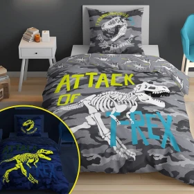 Pościel Dziecięca Świecąca W Ciemności T-Rex 140 x 200 cm. DETEX-172
