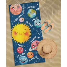 Ręcznik Plażowy 70x140 cm. 100 % Bawełna WZ93 PLANETY