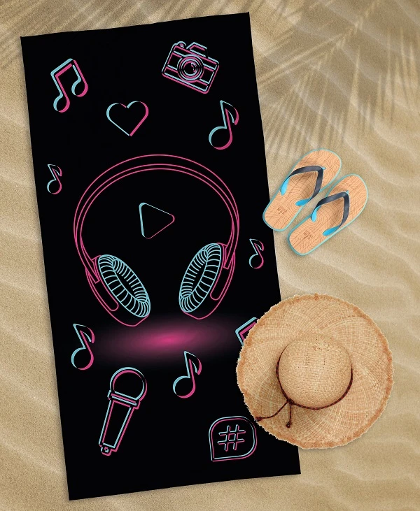 Ręcznik Plażowy 70x140 cm. 100 % Bawełna WZ45 MUSIC Ręcznik Plażowy 70x140 cm. 100 % Bawełna WZ45 MUSIC