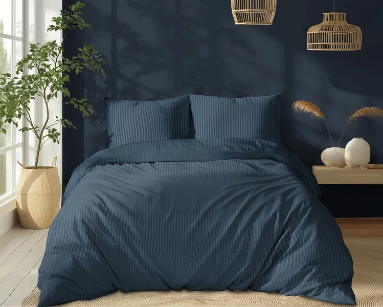 Luksusowy Komplet Pościeli Z Adamaszku Satyna Bawełniana 180x200 cm. Denim Luksusowy Komplet Pościeli Z Adamaszku Satyna Bawełniana 180x200 cm. Denim