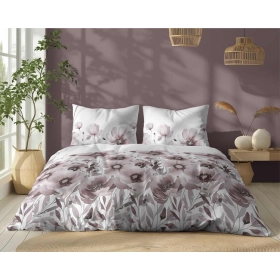 Komplet Pościeli Bawełnianej 160x200 BAWEŁNA 100 % Biała Kwiaty 5249-B