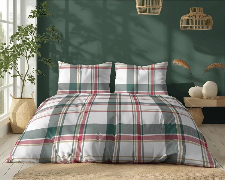 Komplet Pościeli Bawełnianej 220x200 BAWEŁNA 100 % Zielona Krata 5255-A Komplet Pościeli Bawełnianej 220x200 BAWEŁNA 100 % Zielona Krata 5255-A