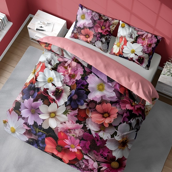 Pościel 3D Satynowa Z Mikrowłókna 160x200 cm. Kolorowe Kwiaty 5330 Pościel 3D Satynowa Z Mikrowłókna 160x200 cm. Kolorowe Kwiaty 5330
