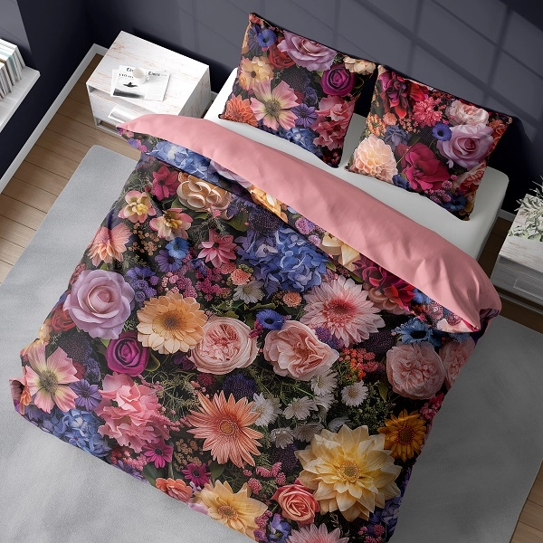 Pościel 3D Satynowa Z Mikrowłókna 160x200 cm. Kolorowe Kwiaty 5332 Pościel 3D Satynowa Z Mikrowłókna 160x200 cm. Kolorowe Kwiaty 5332