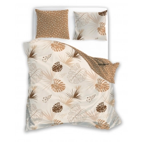 Komplet Pościeli Bawełnianej 160x200 BAWEŁNA 100 % Brązowy Liście 011