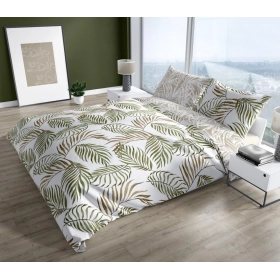 Komplet Pościeli Bawełnianej 160x200 BAWEŁNA 100 % Biały Liście 006