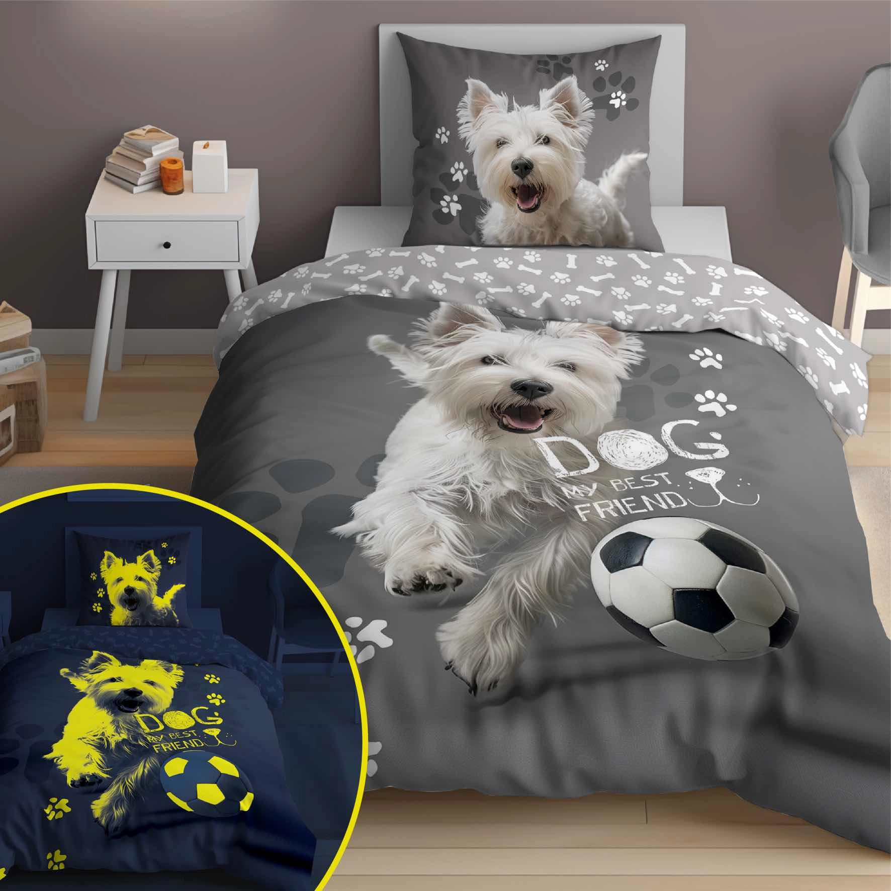 Pościel Dziecięca Świecąca W Ciemności 160x200 cm. Piesek 5205 Pościel Dziecięca Świecąca W Ciemności 160x200 cm. Piesek 5205