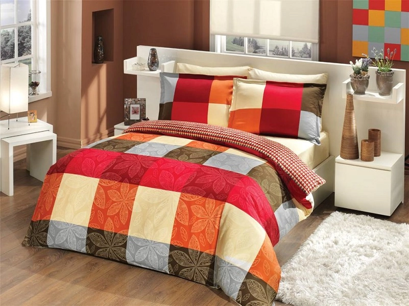 Luksusowa Pościel Z Bawełny Satynowej 220x200 cm. Kratka Luksusowa Pościel Z Bawełny Satynowej 220x200 cm. Kratka