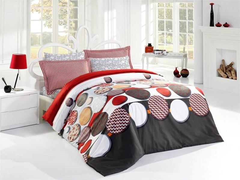 Luksusowa Pościel Z Bawełny Satynowej 220x200 cm. Kółka Luksusowa Pościel Z Bawełny Satynowej 220x200 cm. Kółka