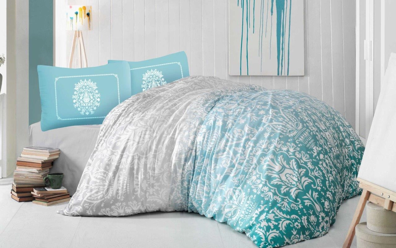 Luksusowa Pościel Z Bawełny Satynowej 220x200 cm. Turkus Luksusowa Pościel Z Bawełny Satynowej 220x200 cm. Turkus