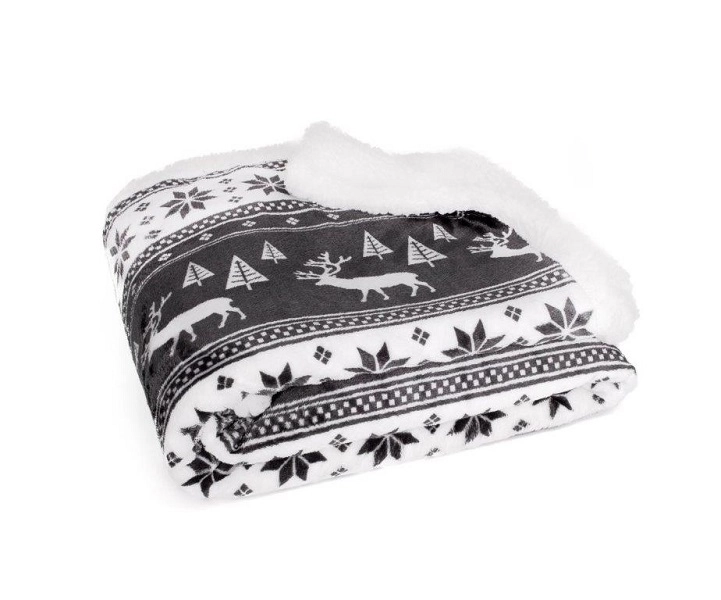 Koc Świąteczny Prezentowy W Worku 127x152 cm. Popielaty 003 Koc Świąteczny Prezentowy W Worku 127x152 cm. Popielaty 003