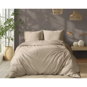 Luksusowy Komplet Pościeli Z Adamaszku Satyna Bawełniana 180x200 cm. Piaskowy