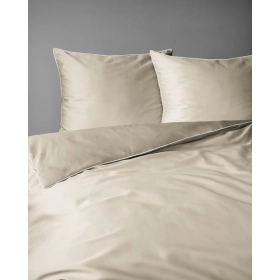 Luskusowa Pościel Jednokolorowa Z Lamówką Makosatyna 180x200 cm. Piaskowa