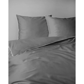 Luskusowa Pościel Jednokolorowa Z Lamówką Makosatyna 180x200 cm. Szara