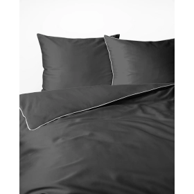 Luskusowa Pościel Jednokolorowa Z Lamówką Makosatyna 180x200 cm. Ciemny Szary