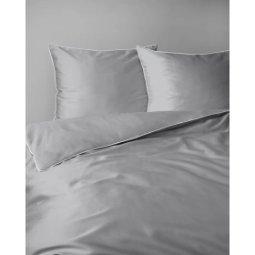 Luskusowa Pościel Jednokolorowa Z Lamówką Makosatyna 180x200 cm. Jasny Szary