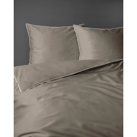 Luskusowa Pościel Jednokolorowa Z Lamówką Makosatyna 180x200 cm. Taupe