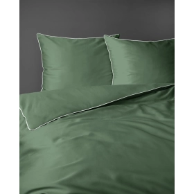 Luskusowa Pościel Jednokolorowa Z Lamówką Makosatyna 180x200 cm. Zielona