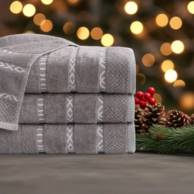 Komplet 3- Ręczników Bawełnianych 70x140 cm. 550gsm Popielaty GNO-06