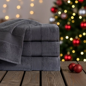 Komplet 3- Ręczników Bawełnianych 50x90 cm. 600gsm Ciemny Szary RCC-10