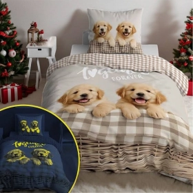 Pościel Dziecięca Świecąca W Ciemności 140x200 cm. Pieski 5553