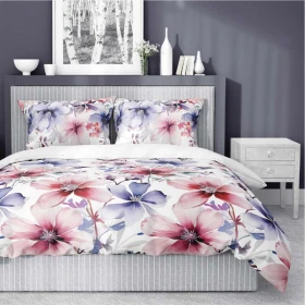 Komplet Pościeli 220x200 BAWEŁNA 100 % Kolorowe Kwiaty 4965-A