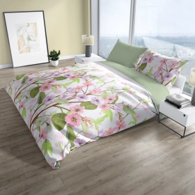 Komplet Pościeli Bawełnianej 160x200 BAWEŁNA 100 % Biały Kwiaty 002