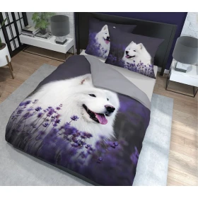 Pościel Zwierzęta Samojed 160x200 cm. Bawełna 100%  DETEX-113